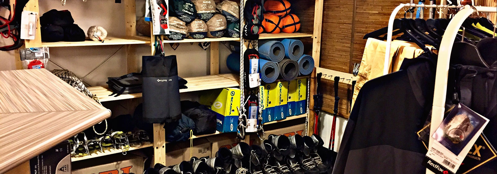 Clothing and equipment rental for mountain climbing and skiing